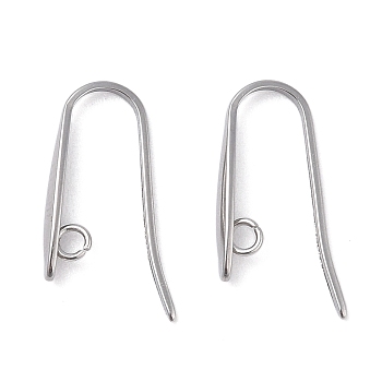 Non-Tarnish 304 Stainless Steel Earring Hooks, Stainless Steel Color, 19.5x3.5mm, Hole: 1.8mm, Pin: 1mm