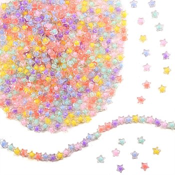 Transparent Acrylic Beads, Bead in Bead, Faceted, Star, Mixed Color, 10.5x11x7mm, Hole: 2mm, about 768pcs/300g