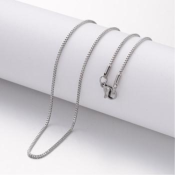 304 Stainless Steel Necklace, Box Chains, with Lobster Clasps, Stainless Steel Color, 17.72 inch(450mm), 1.2mm