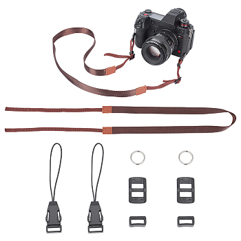 Polyester Camera Neck Straps, Camera Tether, with Plastic Finding, Saddle Brown, 134.2x2x0.1cm