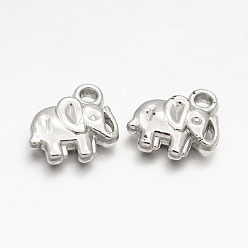CCB Plastic Elephant Charms, Platinum, 11x12x3.5mm, Hole: 2mm