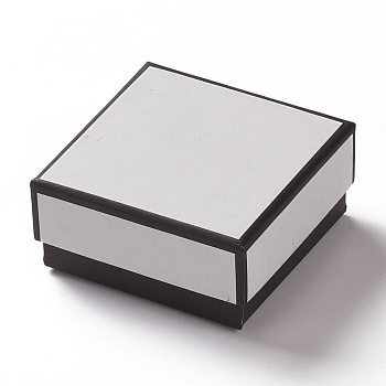 Cardboard Jewelry Boxes, with Sponge Inside, for Jewelry Gift Packaging, Square, White, 7.5x7.5x3.5cm