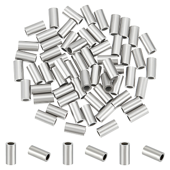 60Pcs 304 Stainless Steel Tube Beads, Stainless Steel Color, 6x3mm, Hole: 2mm