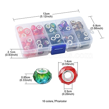 70Pcs 10 Colors Transparent Resin European Beads(RPDL-YW0001-05)-4