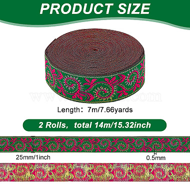 7M Flat Ethnic Style Embroidery Floral Polyester Ribbons(OCOR-WH0070-62A)-2