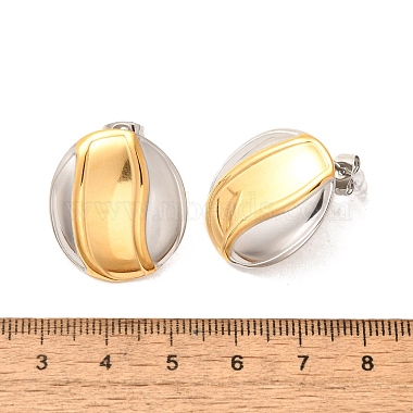 304 Stainless Steel Two Tone Stud Earrings(EJEW-F355-04GP-07)-3