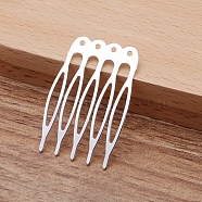 Iron Hair Comb Findings, with Loops, Silver, 40x27x0.8mm(OHAR-PW0001-431S)