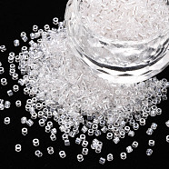 Glass Cylinder Beads, Seed Beads, Transparent Colours Luster, Round Hole, Clear, 1.5~2x1~2mm, Hole: 0.8mm, about 8000pcs/bag, about 1pound/bag(SEED-S047-G-009)