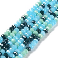 Glass Beads Strands, Faceted, Rondelle, Steel Blue, 6x5mm, Hole: 1mm, about 85~88pcs/strand, 16.1~16.5 inch(41~42cm)(EGLA-A034-M6mm-58)