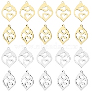 DICOSMETIC 20PCS 2 Colors 201 Stainless Steel Pendants, Heart with Mother and Child, For Mother's Day, Golden & Stainless Steel Color, 24x17x1mm, Hole: 1.5mm, 10pcs/color(STAS-DC0004-13)