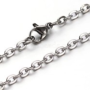 304 Stainless Steel Cable Chains Necklaces, with Lobster Clasps, Stainless Steel Color, 29.5 inch(74.9cm)(NJEW-O058-13P)