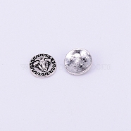 Alloy Cabochons, Nail Art Decoration Accessories for Women, Flat Round with Sheep, Antique Silver, 10x3mm(MRMJ-WH0060-67AS)