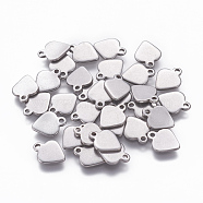 201 Stainless Steel Pendants, Stamping Blank Tag, Heart, Stainless Steel Color, 10x7x1mm, Hole: 1mm(STAS-L234-062P)