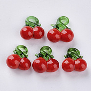 Handmade Lampwork Pendants, Cherry, Red, 17~22.5x15~20.5x8~10mm, Hole: 2~3.5mm(X-LAMP-S188-10)