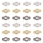 CHGCRAFT 30Pcs 3 Colors Brass Micro Pave Cubic Zirconia Links, Long-Lasting Plated, Cadmium Free & Nickel Free & Lead Free, Flat Round, Mixed Color, 4x8x2mm, Hole: 1mm, 10pcs/color(KK-CA0001-36)