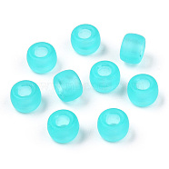 Transparent Plastic Beads, Frosted, Barrel, Cyan, 9x6mm, Hole: 3.8mm, about 1900pcs/500g(KY-T025-01-A04)