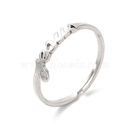 304 Stainless Steel Word Adjustable Ring, Stainless Steel Color, Inner Diameter: 17mm(RJEW-L107-028P)
