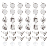 DIY Blank Dome Flat Round Earring Making Kit, Including 201 Stainless Steel Clip-on Earring Settings, Glass Cabochon, Stainless Steel Color, 100Pcs/box(STAS-UN0047-92)