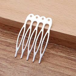Iron Hair Comb Findings, with Loops, Silver, 40x27x0.8mm(OHAR-PW0001-431S)