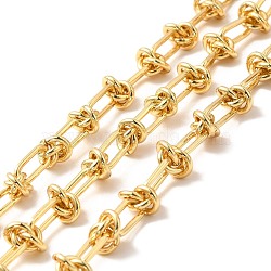 Rack Plating Brass Oval & Knot Link Chains, Long-Lasting Plated, Unwelded, with Spool, Cadmium Free & Nickel Free & Lead Free, Real 18K Gold Plated, Link: 11.5x5.5x1.5mm, 7x1.5mm(CHC-I040-06G)