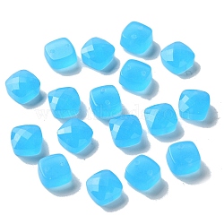 Glass Beads, Faceted, Square, Half Drilled, Dodger Blue, 9.5x9.5x5mm, Hole: 1mm(GLAA-B012-18A)