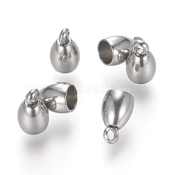 201 Stainless Steel Cord Ends, End Caps, Stainless Steel Color, 8.5x5mm, Hole: 2mm, Inner Diameter: 4mm(STAS-E136-61)