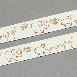 Animals Printed Cotton Ribbon, Peru, 5/8 inch(15mm), about 20yards/roll(18.28m/roll)(OCOR-S026-10)