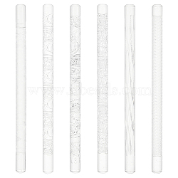6Pcs 6 Style Acrylic Carved Rolling Pin, Fondant Tools, Clay Craft Tool, Clear, 165x10mm, 1pc/style(AJEW-BC0006-51)