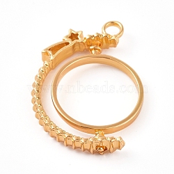 Alloy Open Back Bezel Pendants, For DIY UV Resin, Epoxy Resin, Pressed Flower Jewelry, Ring, Golden, 32x23x3.5mm, Hole: 3mm(PALLOY-WH0067-93G)