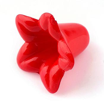 Opaque Acrylic Beads, Trumpet Flower Beads, Flower, Red, 17x17x12mm, Hole: 1.5mm, about 775pcs/500g