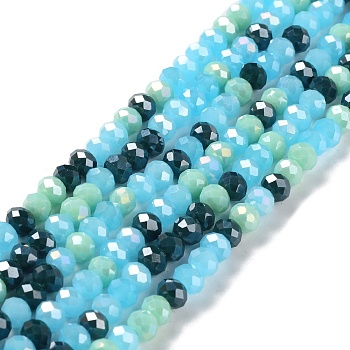 Glass Beads Strands, Faceted, Rondelle, Steel Blue, 6x5mm, Hole: 1mm, about 85~88pcs/strand, 16.1~16.5 inch(41~42cm)