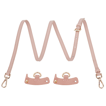 Leather Bag Handles, with Non Punch Suspension Clasp, Pink, 108.5~120.6x1.15~2x0.3~1.6cm