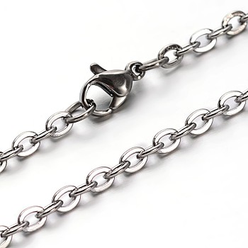 304 Stainless Steel Cable Chains Necklaces, with Lobster Clasps, Stainless Steel Color, 29.5 inch(74.9cm)