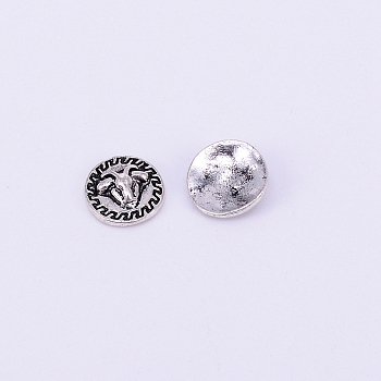 Alloy Cabochons, Nail Art Decoration Accessories for Women, Flat Round with Sheep, Antique Silver, 10x3mm