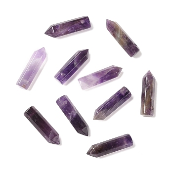 Natural Amethyst Pointed Pendants, Faceted, Bullet, 30~33x8~9mm, Hole: 1.4~1.6mm