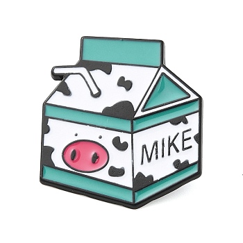 Milk Carton Enamel Pins, Electrophoresis Black Plated Alloy Badge for Backpack Clothes, Cow, 30.5x27.5x1.5mm