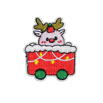 Christmas Theme Computerized Embroidery Cloth Self Adhesive Patches, Stick On Patch, Costume Accessories, Appliques, Car, 51x42mm