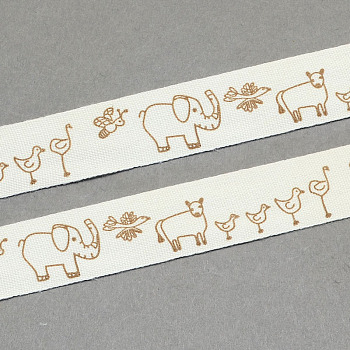 Animals Printed Cotton Ribbon, Peru, 5/8 inch(15mm), about 20yards/roll(18.28m/roll)