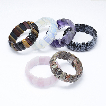 Natural & Synthetic Mixed Stone Stretch Bracelets, Rectangle, 2-3/8 inch(59mm), 25mm