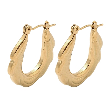 Feather 201 Stainless Steel Half Hoop Earrings for Women, with 304 Stainless Steel Pin, Golden, 25x3mm