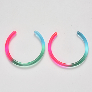 Transparent Resin Cuff Bangles, Tri-color, Colorful, 2 inch(5.2cm)