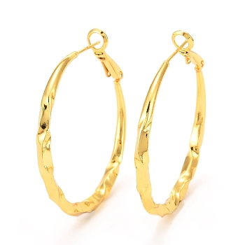 Brass Hoop Earrings, Long-Lasting Plated, Round Ring, Real 18K Gold Plated, 43x39x3mm, Pin: 0.6mm
