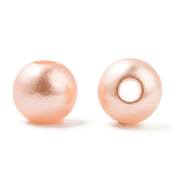 Spray Painted ABS Plastic Imitation Pearl Beads, Round, Light Salmon, 6x5.5mm, Hole: 1.8mm, about 4540 pcs/500g