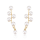 1 Pair ABS Plastic Imitation Pearl Beaded Leafy Branch Dangle Stud Earrings(EJEW-AN0001-51)-1