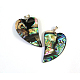 Brass Paua Shell Heart Big Pendants(SSHEL-F0006-53)-3