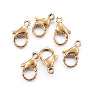 304 Stainless Steel Lobster Claw Clasps, Parrot Trigger Clasps, Real 24K Gold Plated, 12x7x3.5mm, Hole: 1.5mm(STAS-H352-01E-G)