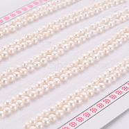 Natural Cultured Freshwater Pearl Beads, Half Drilled, Rondelle, Floral White, 3~3.5x2mm, Hole: 0.8mm, about 100pairs/board(PEAR-P056-048)