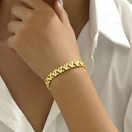 Fashionable Heart-Shaped Matte Love Link Bracelets for Women, Real 18K Gold Plated, 7-1/2 inch(19cm)(NL1478)