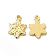 Rack Plating Brass Charms, Flower Charm, Real 18K Gold Plated, 9.5x7.5x1mm, Hole: 0.8mm(KK-K165-02G)