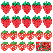 60Pcs 2 Style Resin Cabochons, Imitation Food, Strawberry, Red, 15~23x16~17x5.5~10mm, 30pcs/style(CRES-SC0002-36)